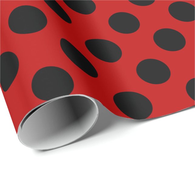 Rött med svart polka dots presentpapper (Rullad Hörn)