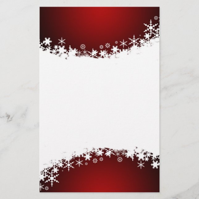 Rött med vitSnowflakebrevpapper Brevpapper (Framsida)