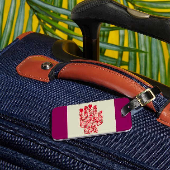 Rött medicinskt handsymbol Sjukvård Bagagebricka (Skapare uppladdad)