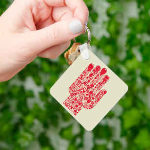Rött medicinskt handsymbol Sjukvård Nyckelring
