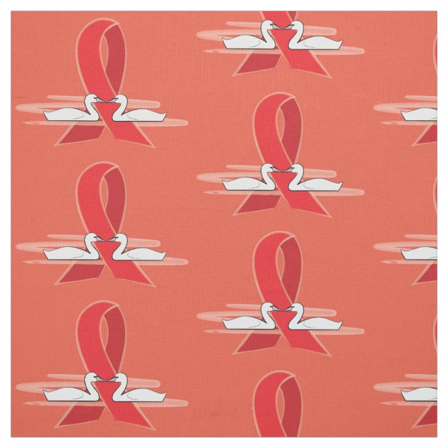 Rött medvetenhetband med svanar tyg (Provkarta)