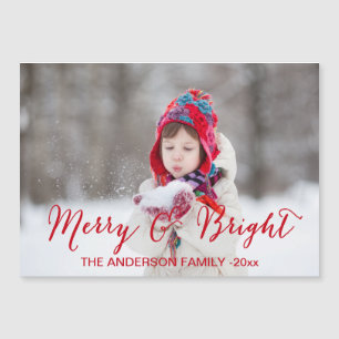 Rött merry och Bright Helgdag Photo Card