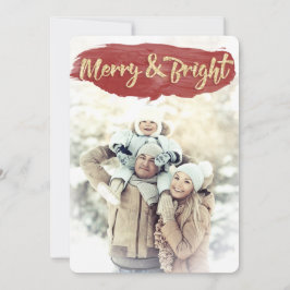 Rött merry och ljust vattenfärgat Helgdag - platt Julkort