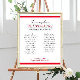 Rött minne av våra klasskamrater Reunion Memorial Poster