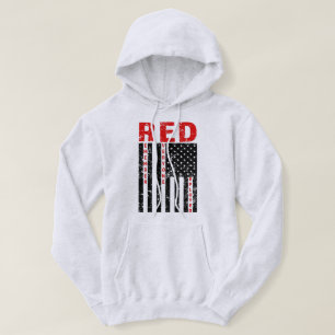 RÖTT minns alla utplacerad flaggamanar hoodie