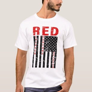 RÖTT minns alla utplacerad flaggamanar skjorta T Shirt