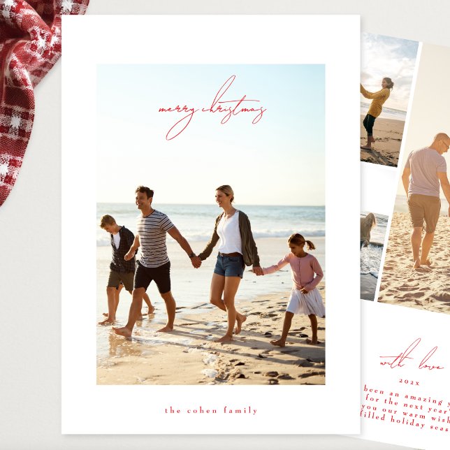 rött modernt kalligraffoto från god jul ram julkort (Skapare uppladdad)