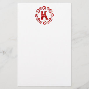 Rött Monogrambrev K Brevpapper