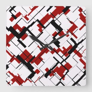 Rött mönster Digital Camo för svart vit Fyrkantig Klocka