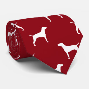 Rött mönster för Vizsla hundSilhouettes och vit Slips