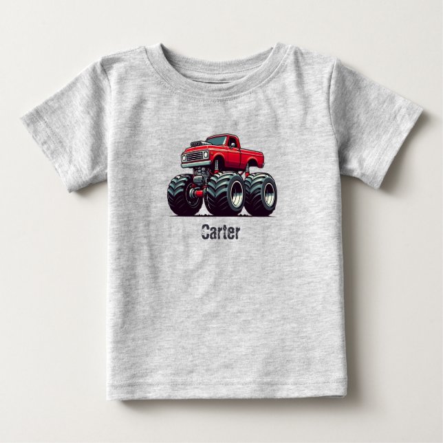 Rött monstertruck  t shirt (Framsida)