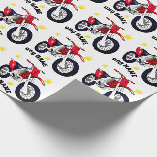 Rött motorcykel- och anpassat meddelandepresentpap presentpapper