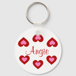 Rött namn Keychain för hjärtaanpassadevalentin Nyckelring