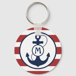 Rött nautiskt ankrar monogramen nyckelring