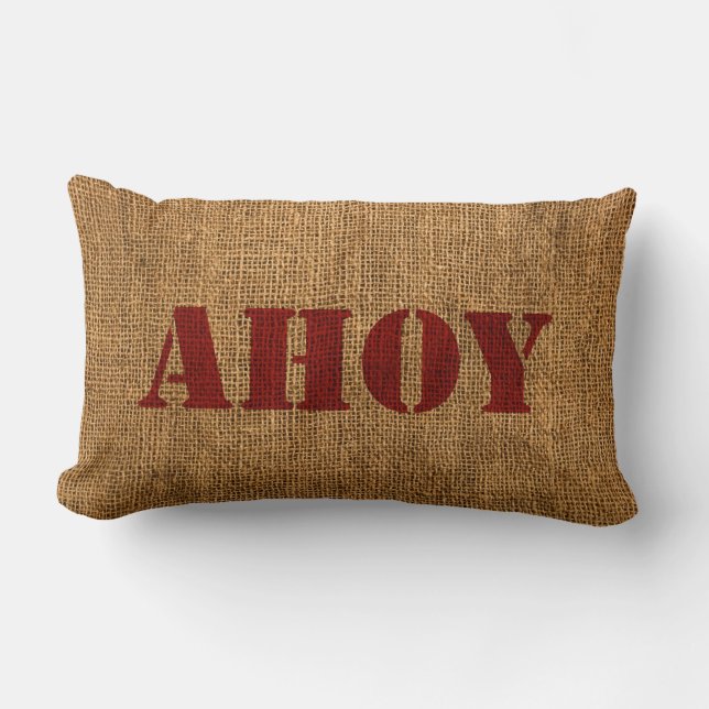 Rött nautiskt ord Ahoy Lumbarkudde (Framsida)