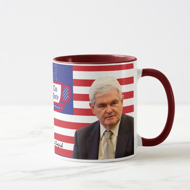 Rött newt- & Teaparty -, vit & blått Mugg (Höger)