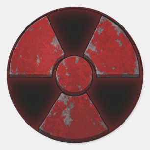 Rött Nuke Runt Klistermärke