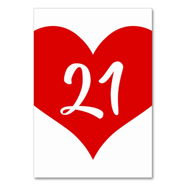 Rött numrerat hjärta bordsnummer (Framsidan)