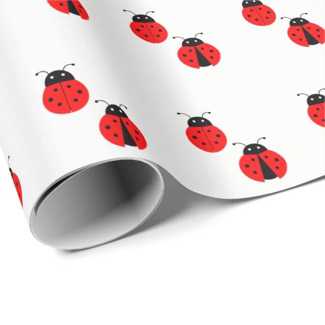 Rött nyckelpigamönster presentpapper (Rullad Hörn)