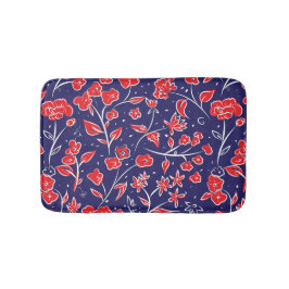 Rött och blått Blommönster Badrumsmatta