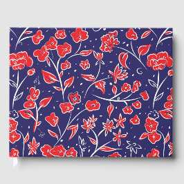 Rött och blått Blommönster Gästböcker