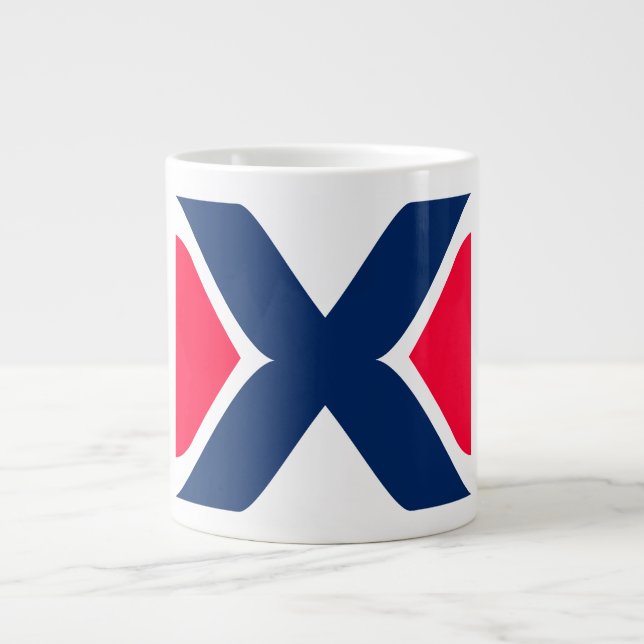 Rött och blått Bokstav X Monogram Jumbo Mugg (Framsidan)