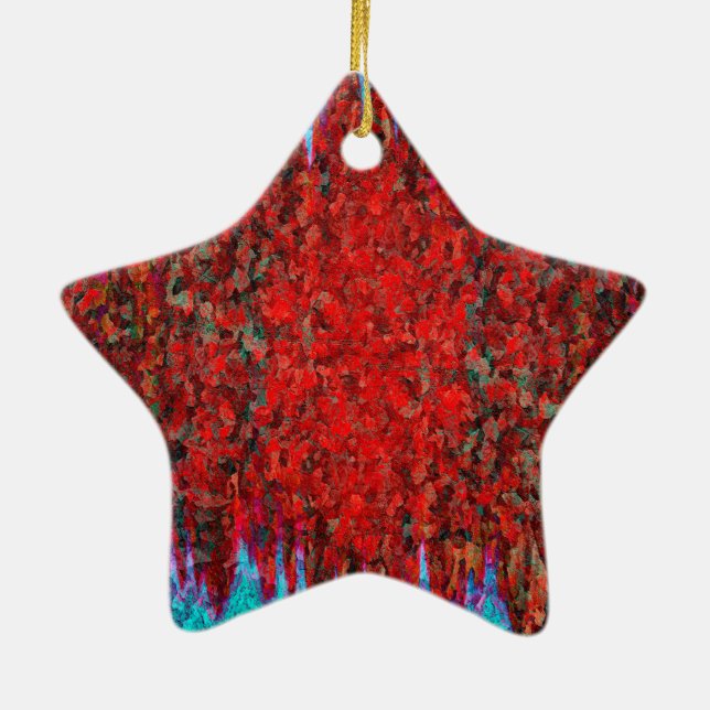 Rött och blått eld och is julgransprydnad keramik (Baksidan)