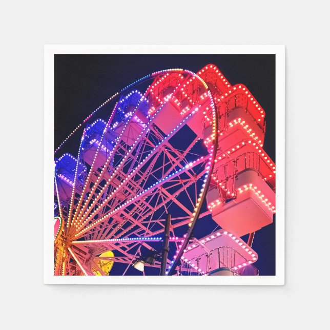 Rött och blått Ferris-hjul Pappersservett (Framsidan)