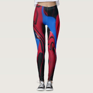Rött och blått måla färger leggings