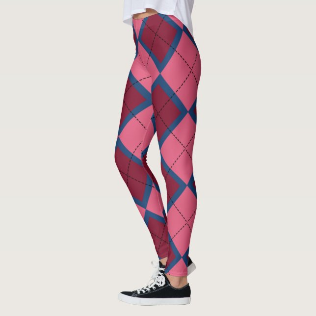 Rött och blått rutigt mönster leggings (Vänster)