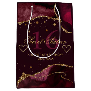 Rött och falskt guld glitter agat Sweet 16