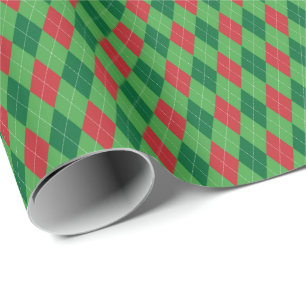 Rött och grönt Argyle-inslagspapper Presentpapper