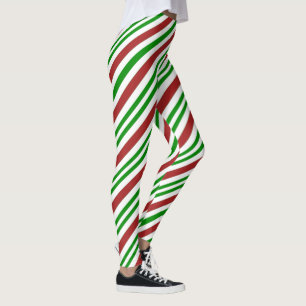 Rött och grönt färgcandy canemönster leggings