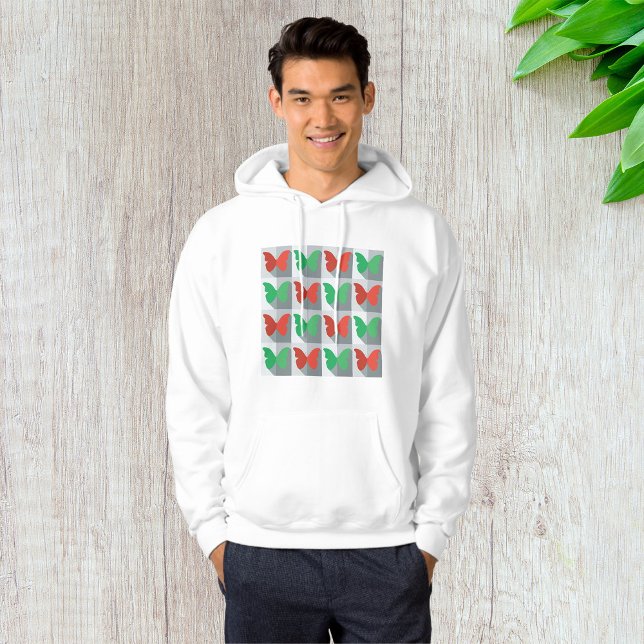 Rött och grönt fjärilmönster hoodie (Skapare uppladdad)