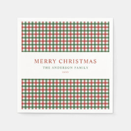 Rött och grönt gingham jul pappersservett