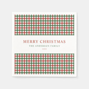 Rött och grönt gingham jul pappersservett