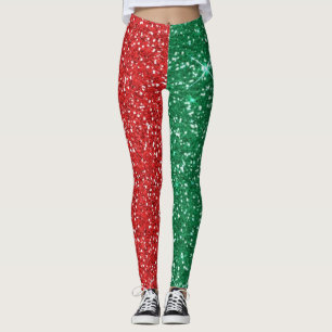 rött och grönt glitter leggings