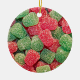 Rött och grönt Gumdrops Godisfoto Julgransprydnad Keramik