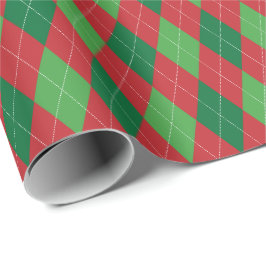 Rött och Grönt Jul Stort Argyle Presentpapper