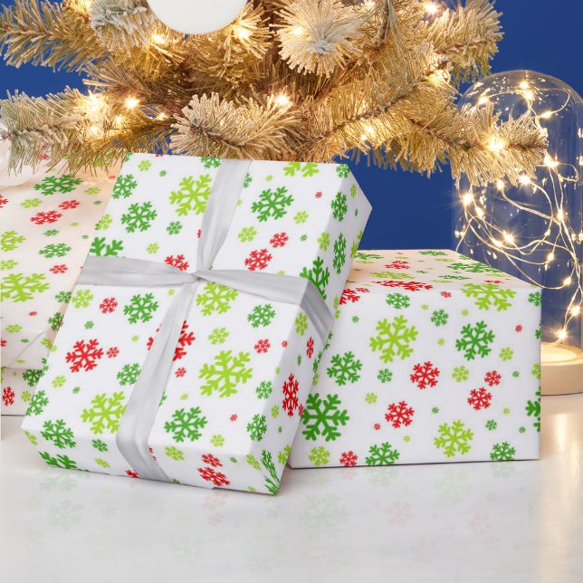 Rött och Grönt Julsnöflingemönster Presentpapper (Helgdagar)