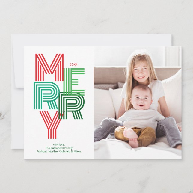 Rött och Grönt Modern God jul Helgdag Card Julkort (Framsida)