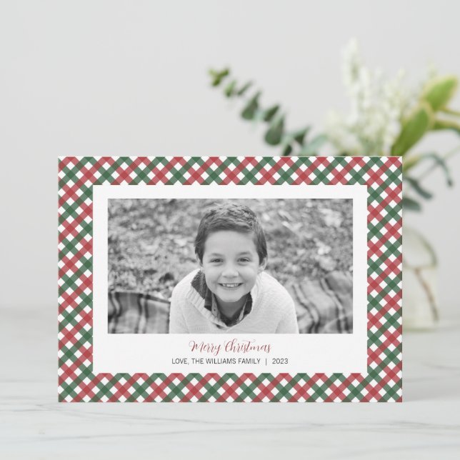 Rött och Grönt Play-julfoto Julkort (Stående Fram)