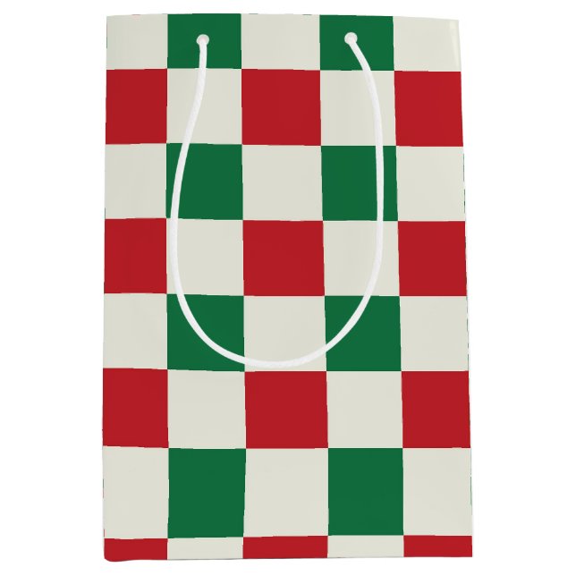 Rött och grönt retro julcheckmönster (Framsidan)