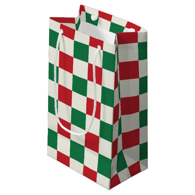 Rött och grönt retro julcheckmönster (Framsidan Vinklad)