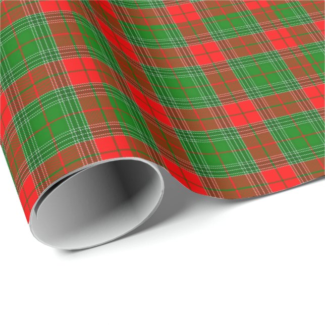 Rött och grönt rutigt  presentpapper (Rullad Hörn)