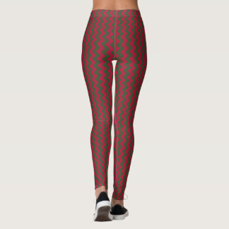 rött och grönt sicksack leggings