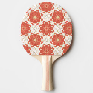 Rött och guld- blom- snöremönster pingisracket