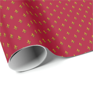Rött och Guld Fleur de Lys Presentpapper