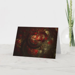 Rött och Guld Fraktal Ornament Kort