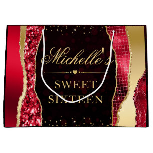 Rött och guld Glam Tåror Bokeh Sweet Sixteen